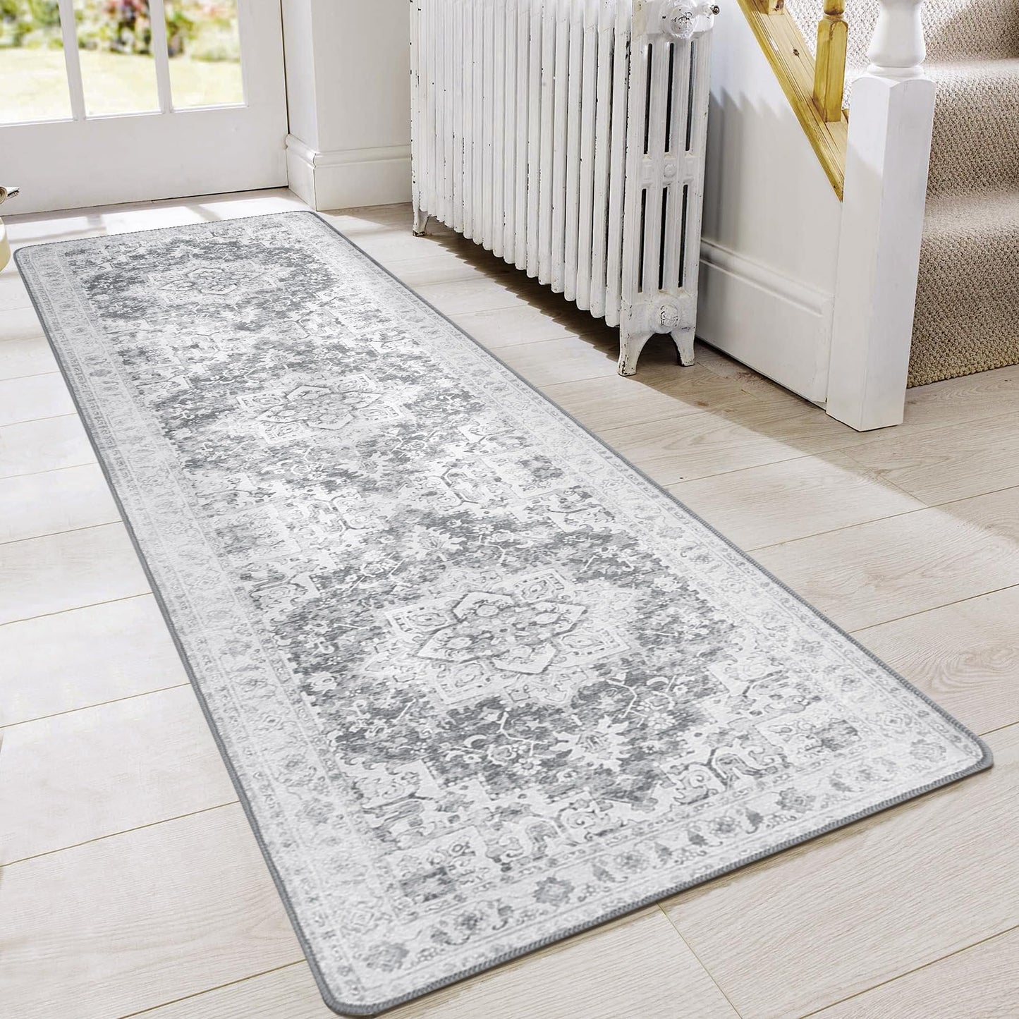 KUETH Area Rug 2'x7' Non Slip Hallway Runner Rug, Machine Washable Vintage Low Pile Rugs for Living Room, Entryway, Bedroom, Kitchen and Corridor
