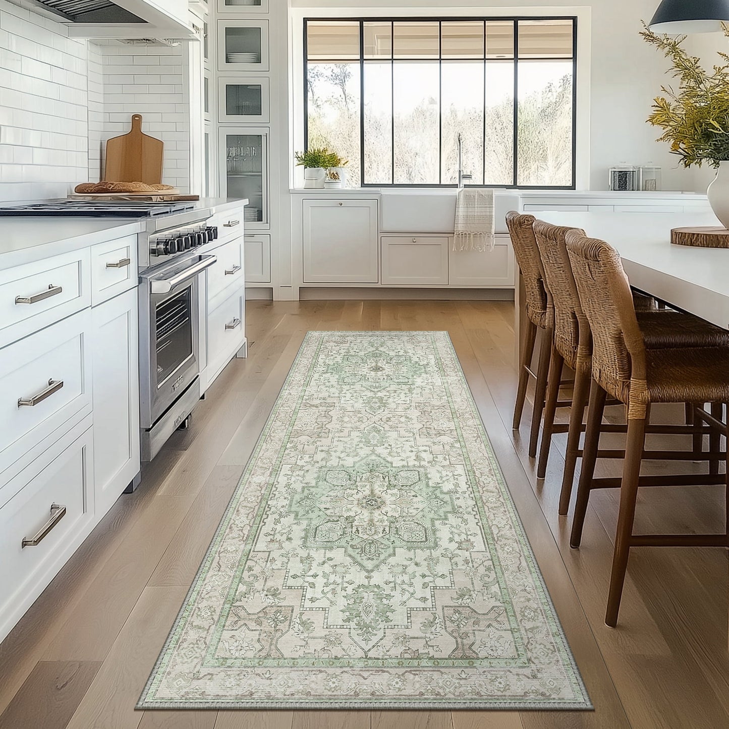 KUETH 2X5 Area Rugs for Living Room, Non Slip Machine Washable Retro Rugs, Ultra-thin Print Rug for Bedroom, Dining Room, Home Office.