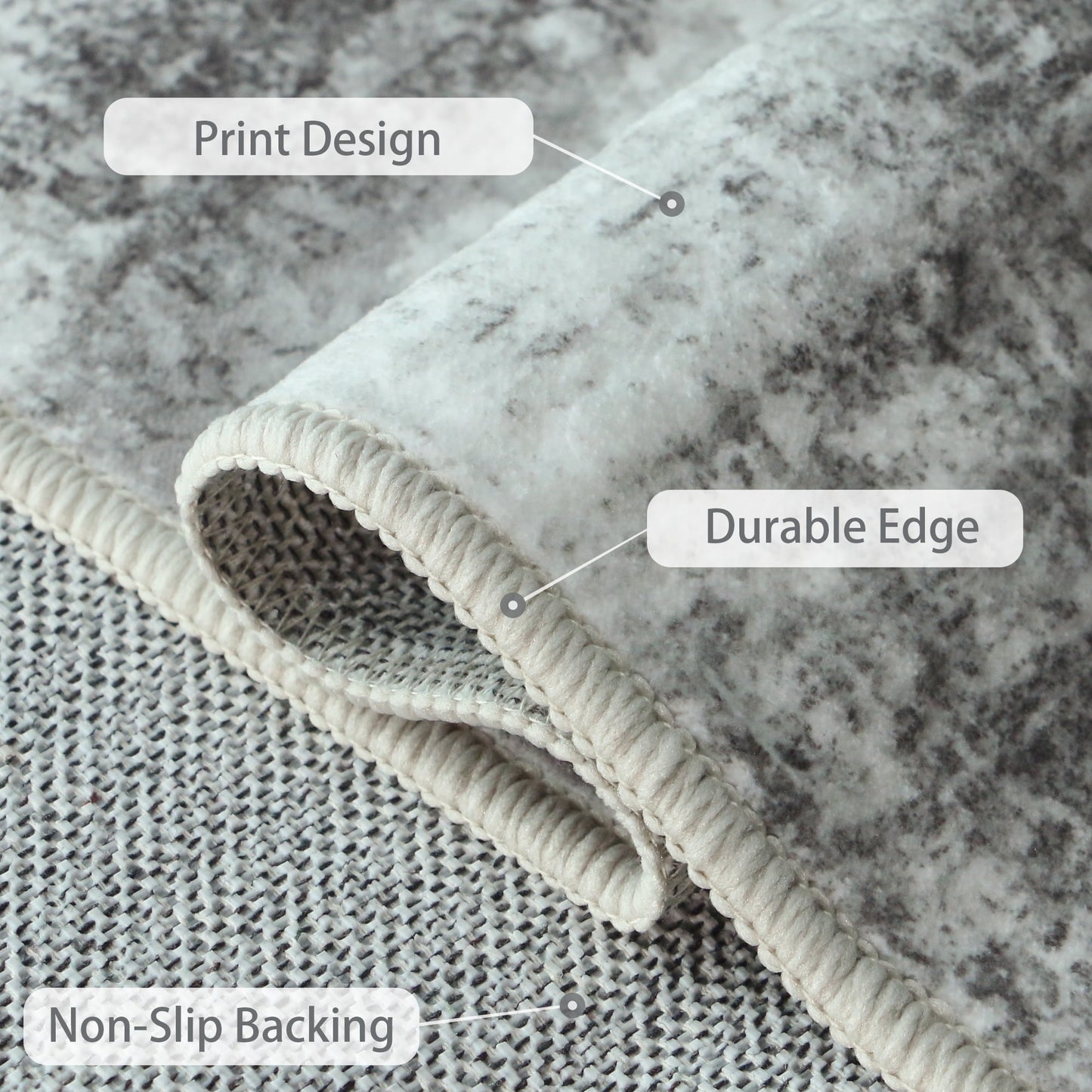 KUETH 6x9 Area Rugs for Living Room Bedroom, Machine Washable Stain Resistant Non-Shed Carpet, Low Pile Mat with Non Slip Backing