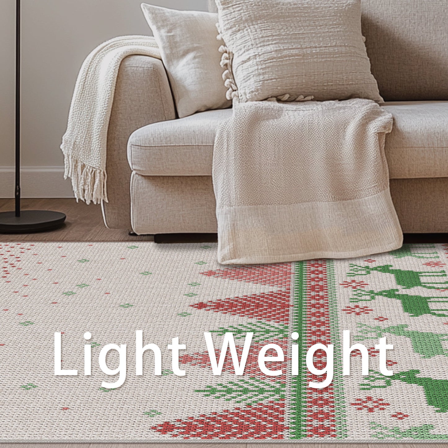 KUETH 3X5 Area Rugs Christmas Rug, Machine Washable Rug, Christmas Area Rugs for Livingroom, Ultra-thin Printed Christmas Rugs Decor, Non Slip Runner Rug, Low Pile for Bedroom
