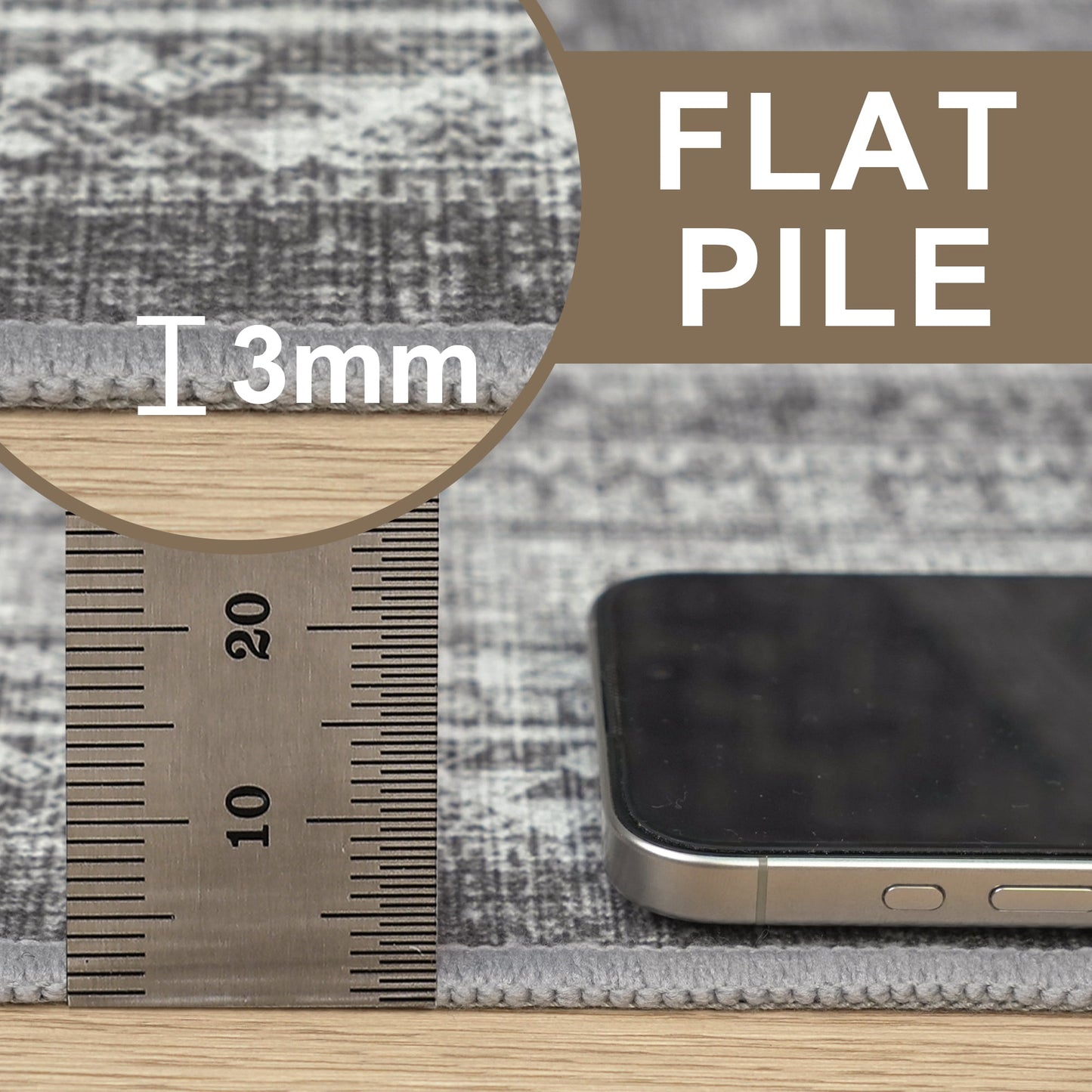 KUETH Area Rug 2'x3' Non-Slip Doormat Low Pile Machine Washable Rug, Chenille Small Door Mat, Suitable for Bedroom, Hallway, Kitchen and Bathroom, Gray