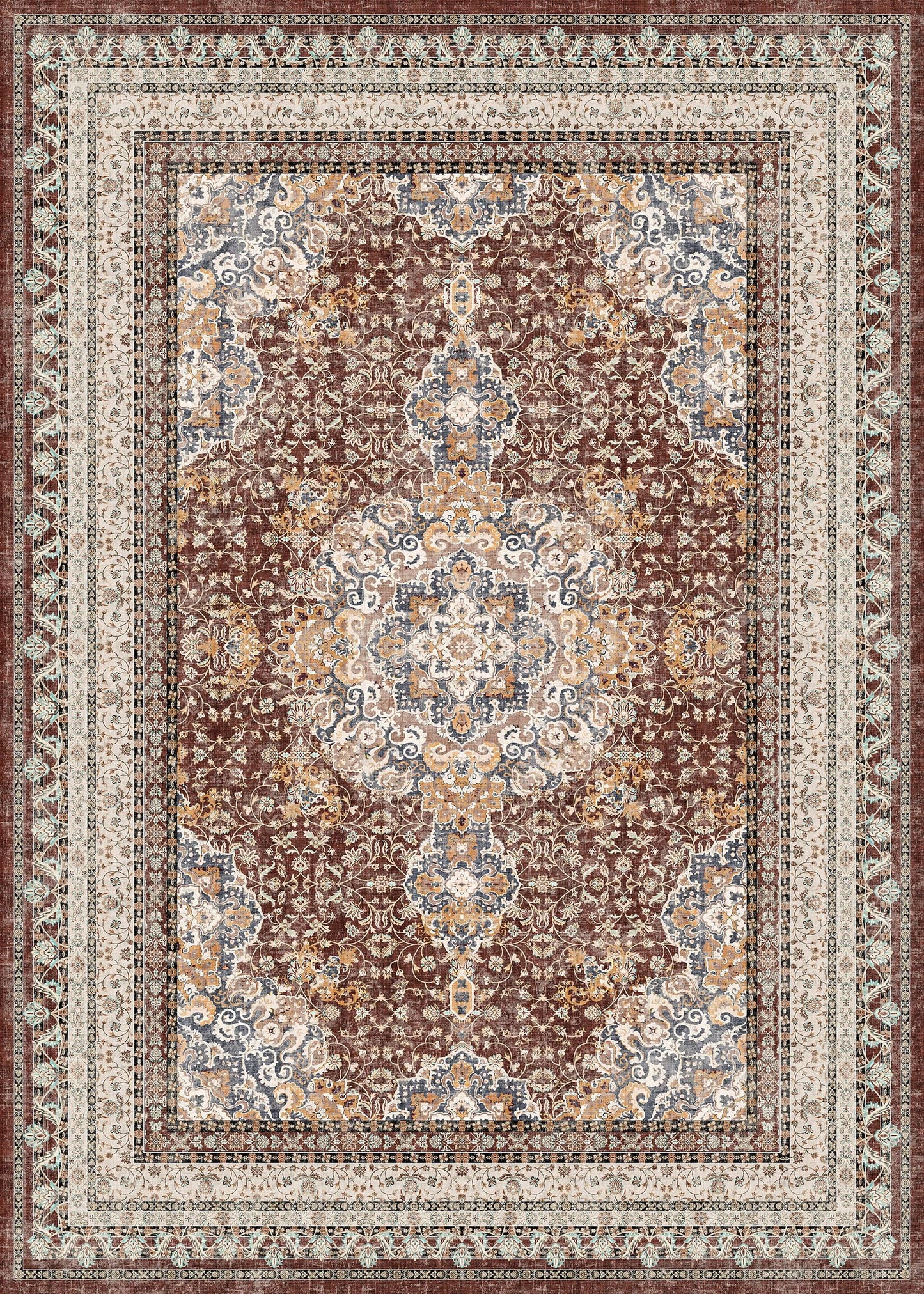 KUETH 8x10 Area Rugs for Living Room Bedroom, Machine Washable Stain Resistant Non-Shed Carpet,, Low Pile Mat with Non Slip Backing