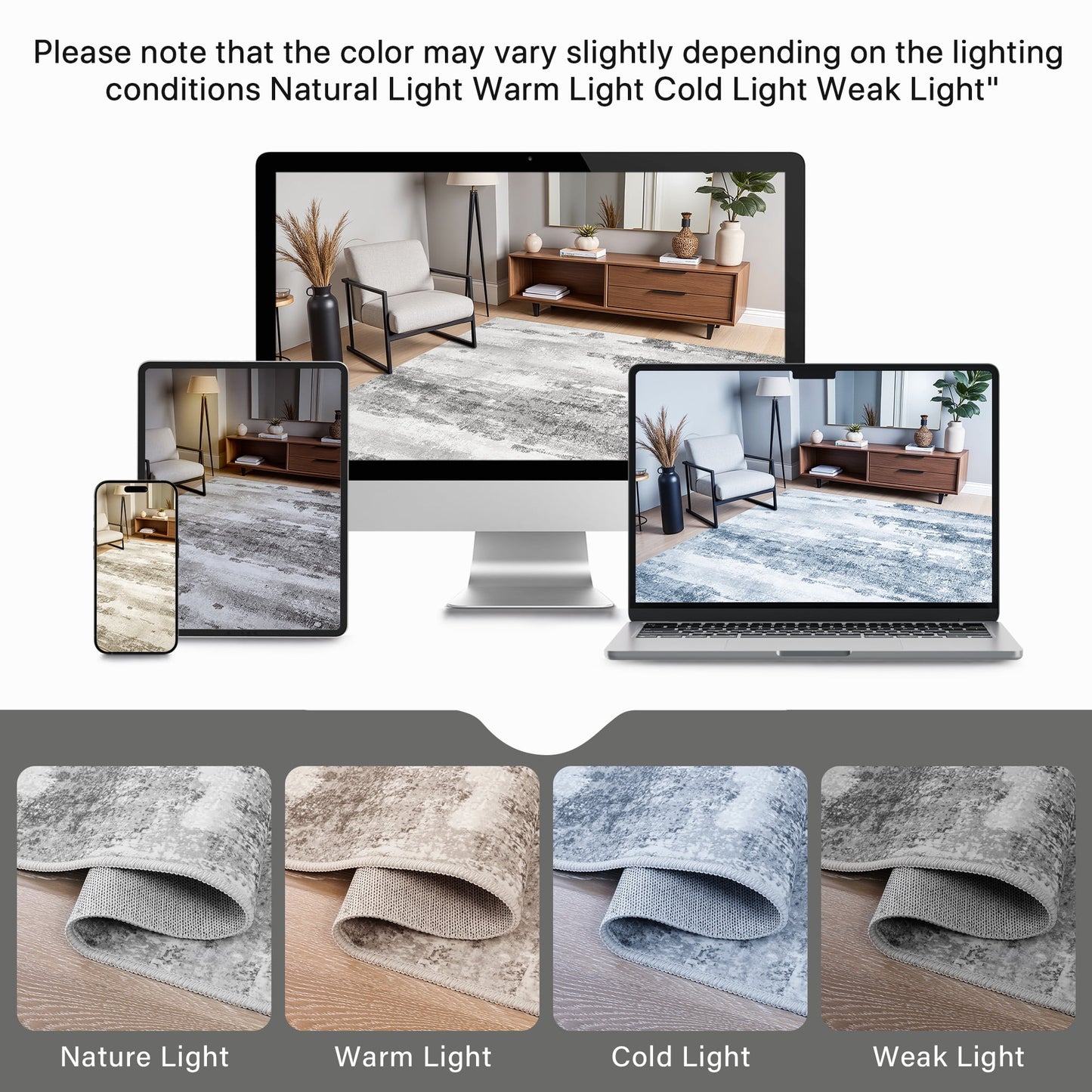 KUETH Machine Washable Stain Resistant Non-Shed Carpet