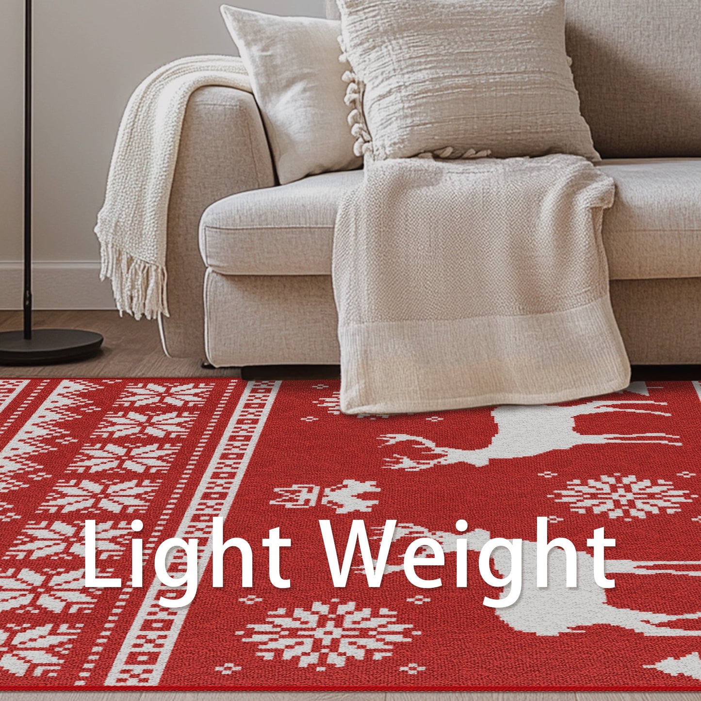 KUETH 3X5 Area Rugs Christmas Rug, Machine Washable Rug, Christmas Area Rugs for Livingroom, Ultra-thin Printed Christmas Rugs Decor, Non Slip Runner Rug, Low Pile for Bedroom