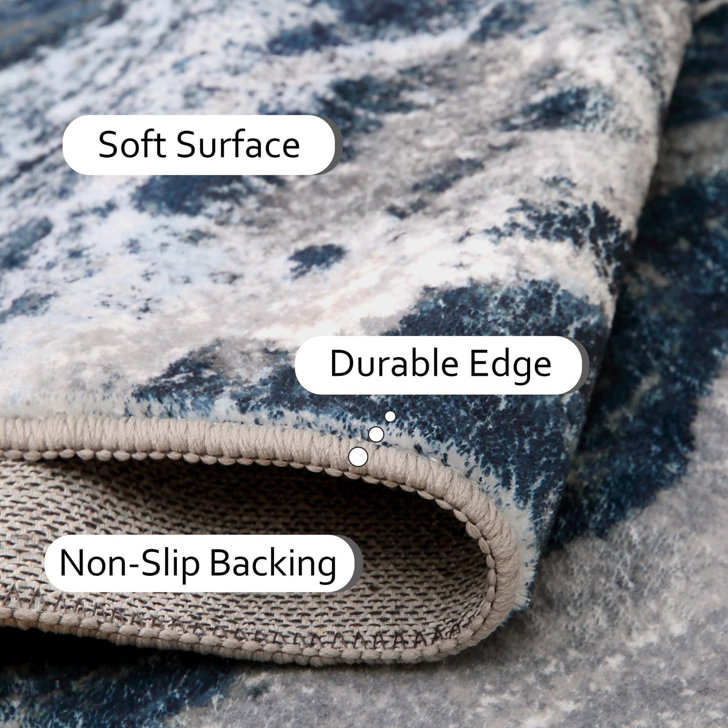 KUETH Runner Rug for Bedroom 2x6 Abstract Machine Washable Vintage Rugs Distressed Modern Print Throw Rug for Living Room Aesthetic, Non Slip Carpet with Gripper