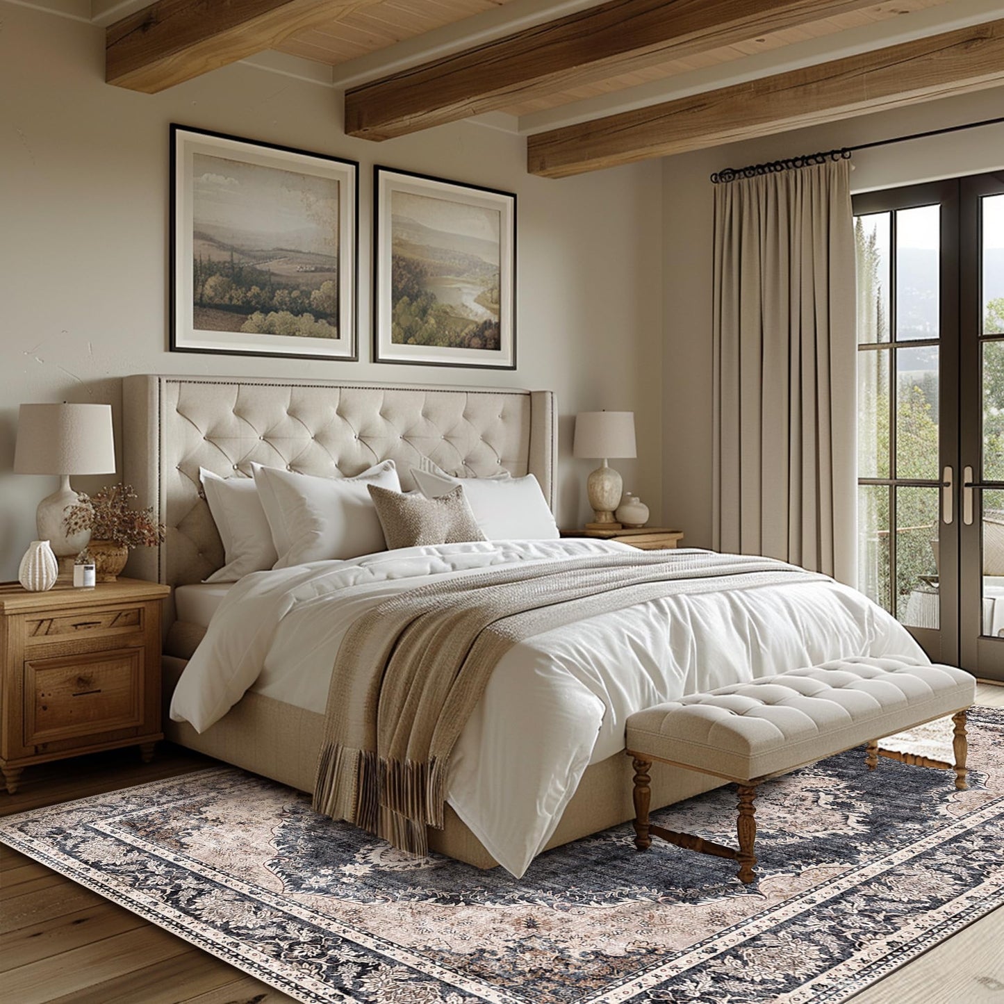 KUETH 8x10 Area Rugs for Living Room Bedroom, Machine Washable Stain Resistant Non-Shed Carpet,, Low Pile Mat with Non Slip Backing
