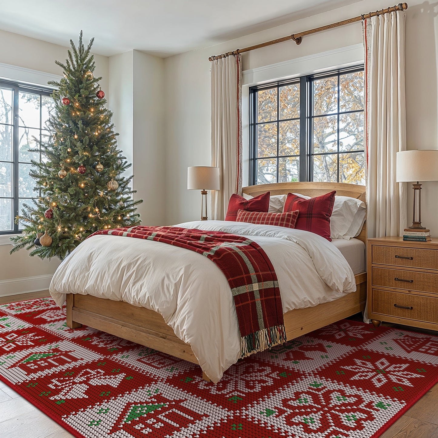 KUETH 6X9 Area Rugs Christmas Rug, Machine Washable Rug, Area Rugs for Livingroom, Printed Christmas Decor,Ultra-thin Non Slip Rug, Low Pile for Bedroom, Kitchen, Dinning room