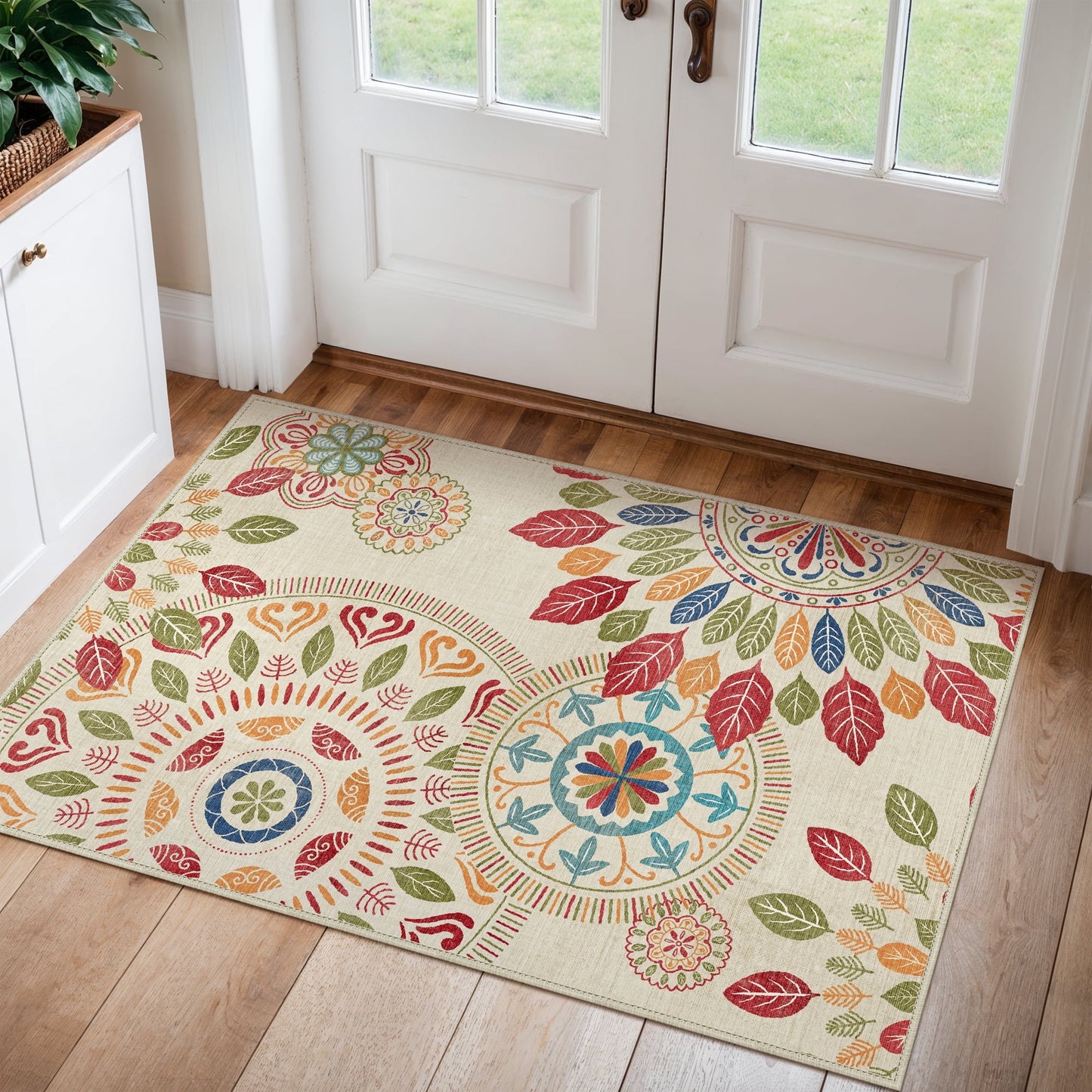 KUETH 2'x3' Area Rugs for Living Room, Non Slip Machine Washable Vintage Indoor Rug, Ultra Thin Chenille Print Rug for Bedroom Dining Room Home Office