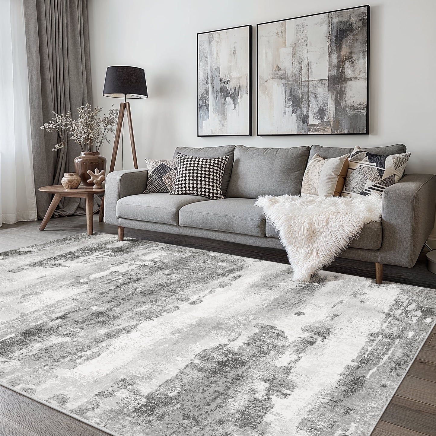 KUETH 6x9 Area Rugs for Living Room Bedroom, Machine Washable Stain Resistant Non-Shed Carpet, Low Pile Mat with Non Slip Backing