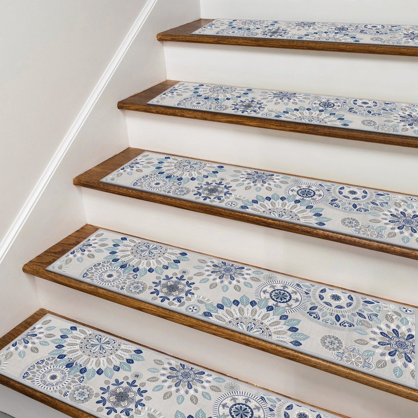 KUETH Stair Treads Non Slip 4 PCS, 8" X 30" Edging Stair Runner for Wooden Steps Indoor, Resistant Stair Rugs with Reusable Rubber Adhesive Backing, Residue Free Mat for Kids, Elders, Pets