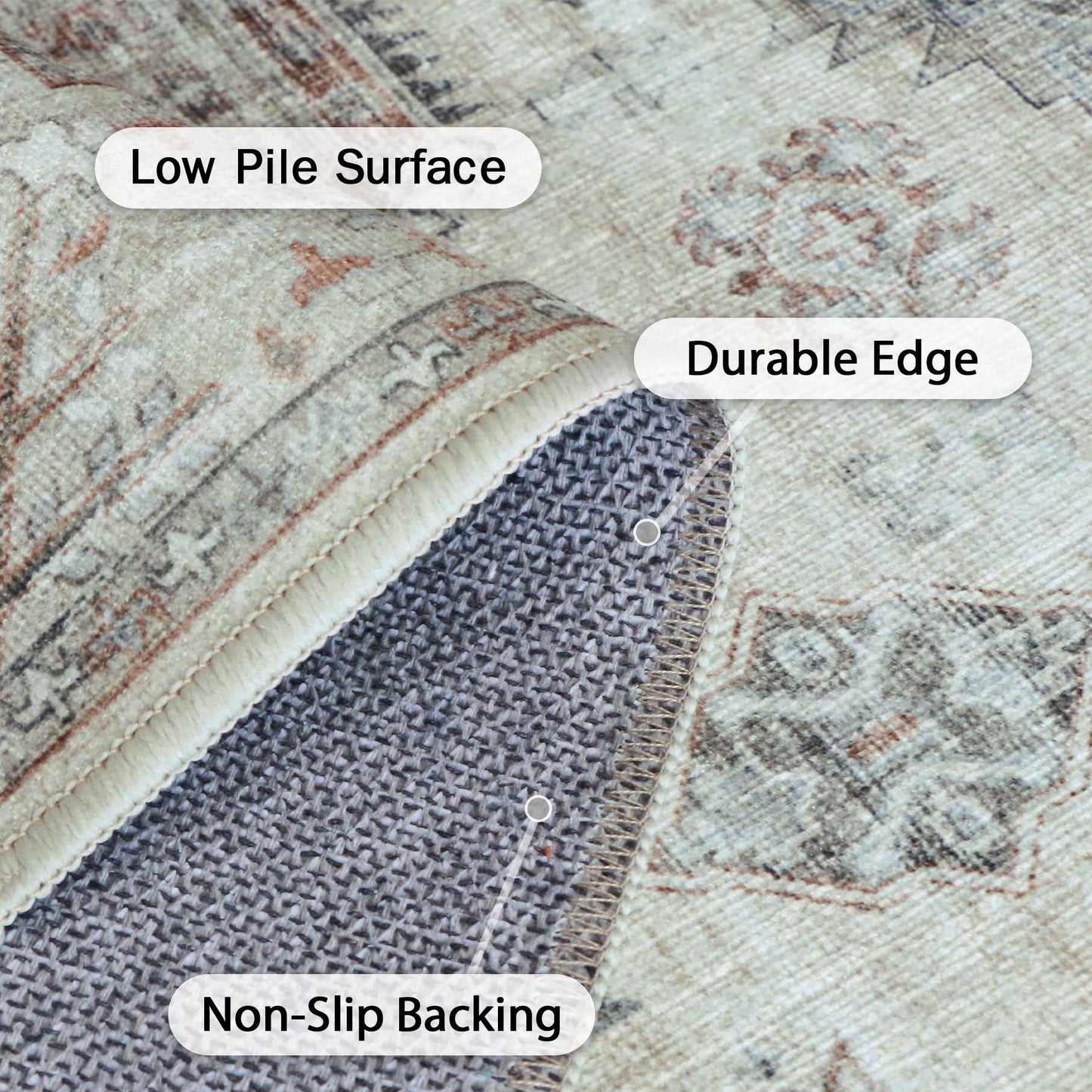 KUETH Area Rugs 8X10 Machine Washable Rugs for Living Room Runner Rug Non-Slip Area Rugs