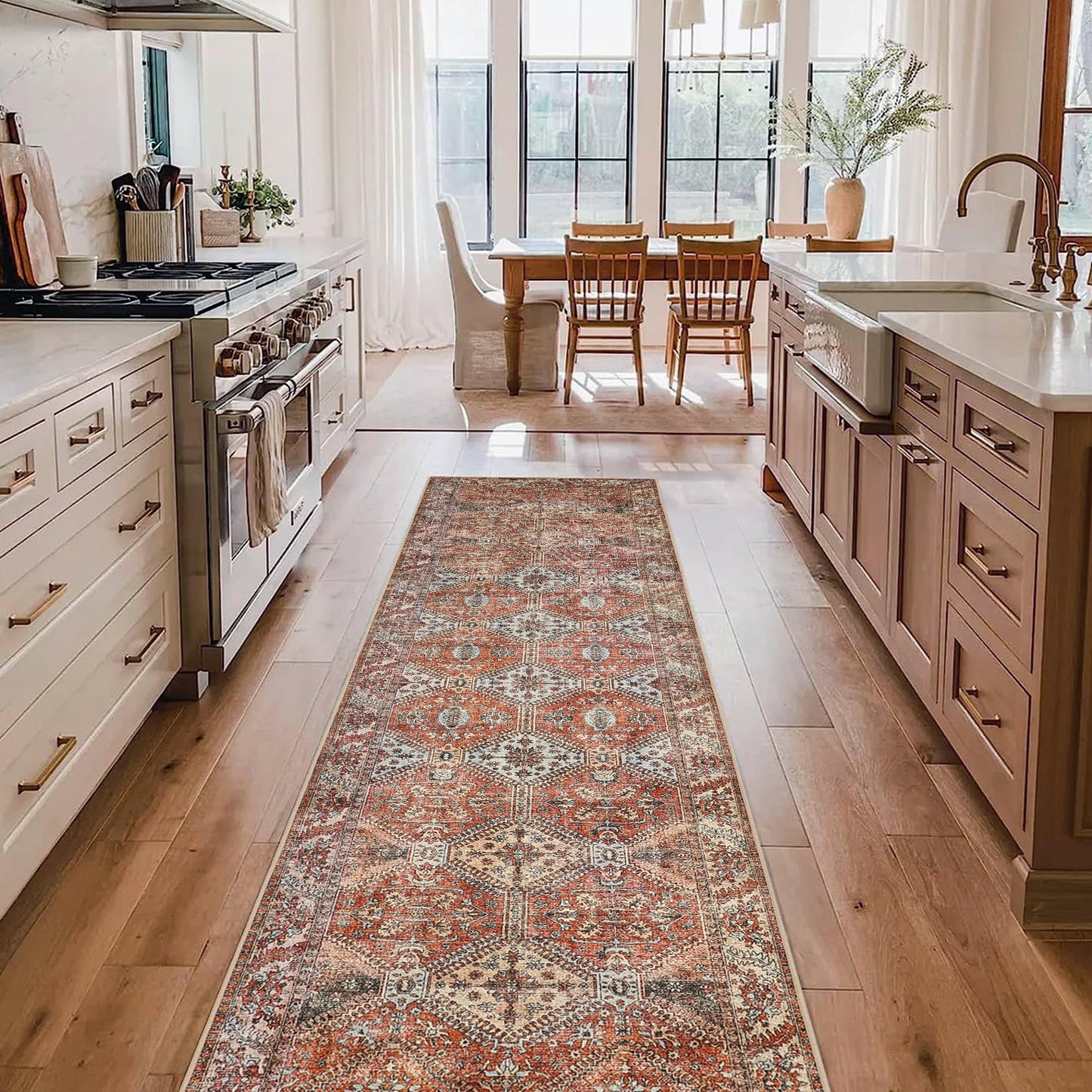 KUETH Area Rug 2'x6' Non Slip Hallway Runner Rug, Machine Washable Vintage Low Pile Rugs for Living Room, Entryway, Bedroom, Kitchen and Corridor