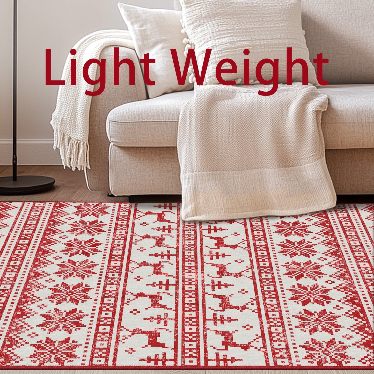 KUETH 6X9 Area Rugs Christmas Rug, Machine Washable Rug, Christmas Area Rugs for Livingroom, Ultra-thin Printed Christmas Rugs Decor, Non Slip Runner Rug, Low Pile for Bedroom