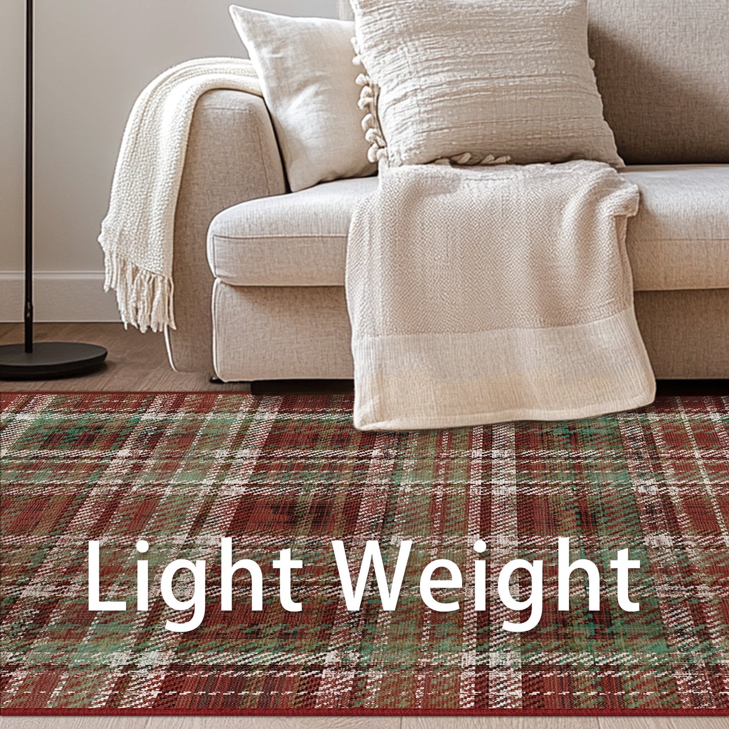 KUETH 5X7 Area Rugs Christmas Rug, Machine Washable Rug, Christmas Area Rugs for Livingroom, Ultra-thin Printed Christmas Rugs Decor, Non Slip Rug for Bedroom