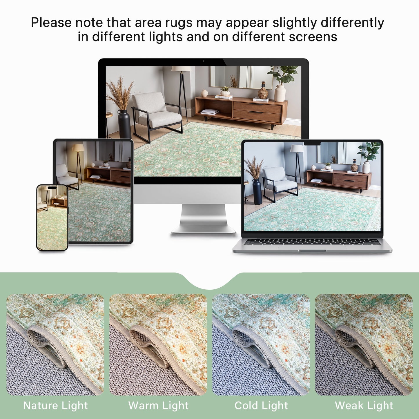 KUETH 5'x7' Area Rugs for Living Room, Non Slip Machine Washable Vintage Indoor Rug, Ultra Thin Chenille Print Rug for Bedroom Dining Room Home Office