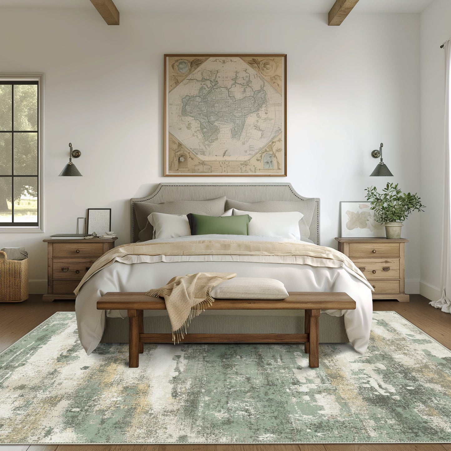 KUETH 6'x9' Area Rugs for Living Room, Non Slip Machine Washable Vintage Indoor Rug, Low Pile Print Rug for Bedroom Dining Room Home Office