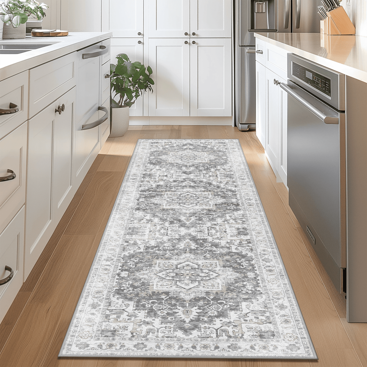 KUETH Area Rug 2'x7' Non Slip Hallway Runner Rug, Machine Washable Vintage Low Pile Rugs for Living Room, Entryway, Bedroom, Kitchen and Corridor