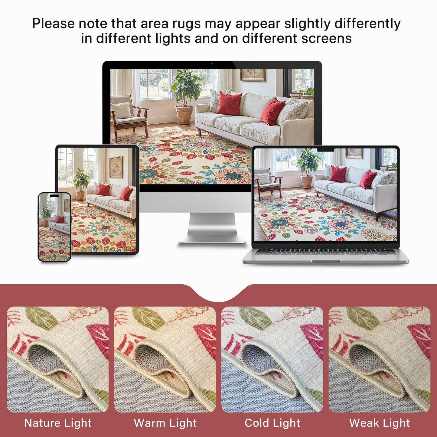 KUETH 2'x3' Area Rugs for Living Room, Non Slip Machine Washable Vintage Indoor Rug, Ultra Thin Chenille Print Rug for Bedroom Dining Room Home Office