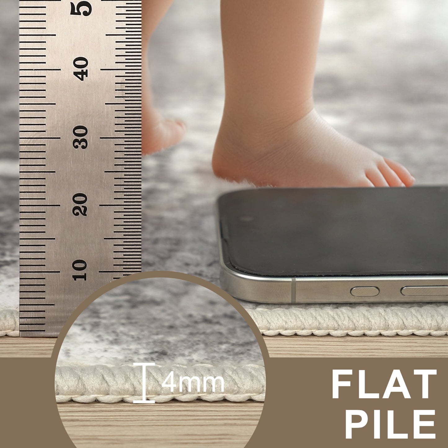 KUETH Machine Washable Stain Resistant Non-Shed Carpet