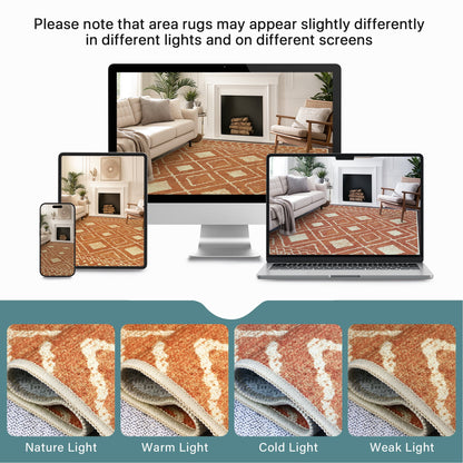 KUETH 2'x3' Area Rugs for Living Room, Non Slip Machine Washable Vintage Indoor Rug, Ultra Thin Chenille Print Rug for Bedroom Dining Room Home Office