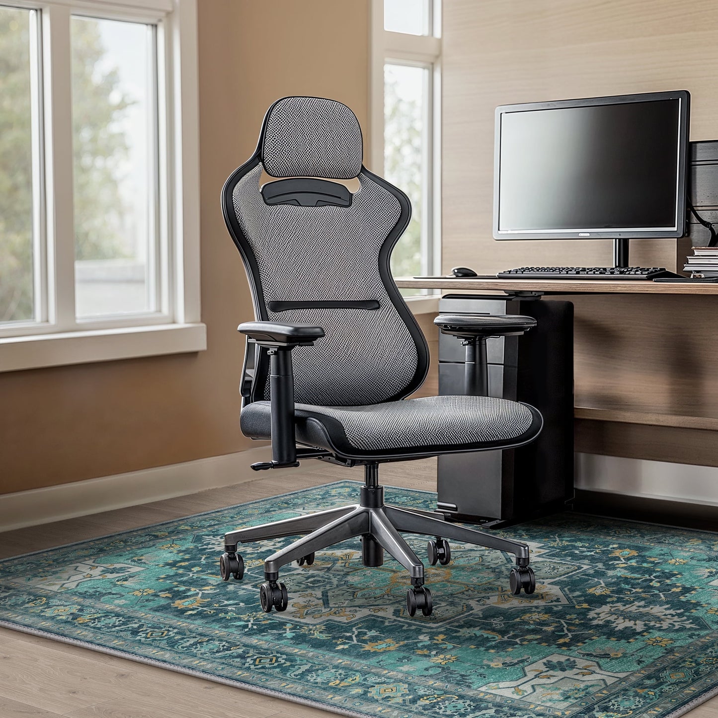 KUETH 36"X 48" Protective Flooring Office Chair Mat for Hardwood Floor and Tile Floor, Heavy Duty Desk Chair Mat for Carpets, Anti Slip Office Floor Mats for Rolling Chairs, Low Pile Under Desk Rug