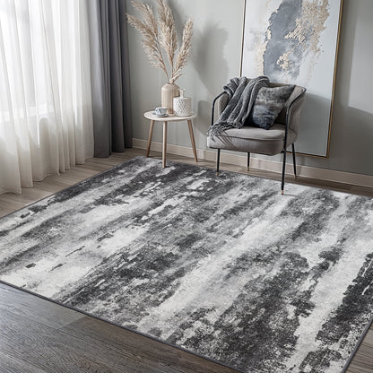KUETH Modern Abstract Area Rugs 5x7 for Living Room Bedroom Stain Resistant Machine Washable Large Black Rug Soft Throw Rugs, Low-Pile Floor Carpet with Non Slip Backing for Dining Room
