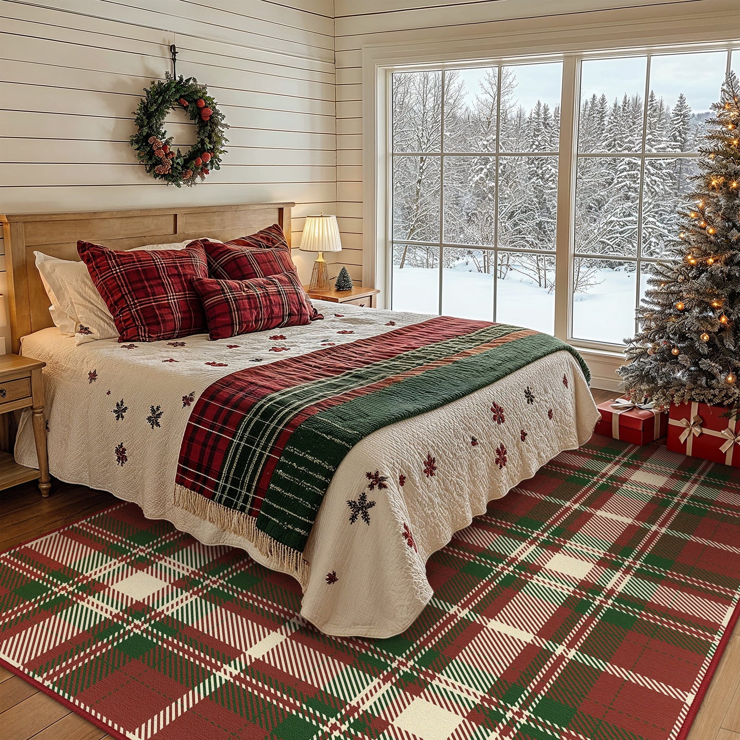 KUETH 3X5 Area Rugs Christmas Rug, Machine Washable Rug, Christmas Area Rugs for Livingroom, Ultra-thin Printed Christmas Rugs Decor, Non Slip Rug for Bedroom