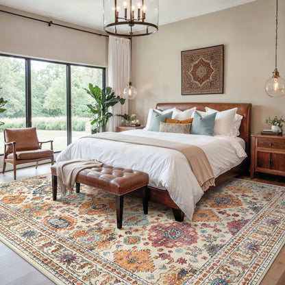 KUETH 5'x7' Area Rugs for Living Room, Non Slip Machine Washable Vintage Indoor Rug, Ultra Thin Chenille Print Rug for Bedroom Dining Room Home Office