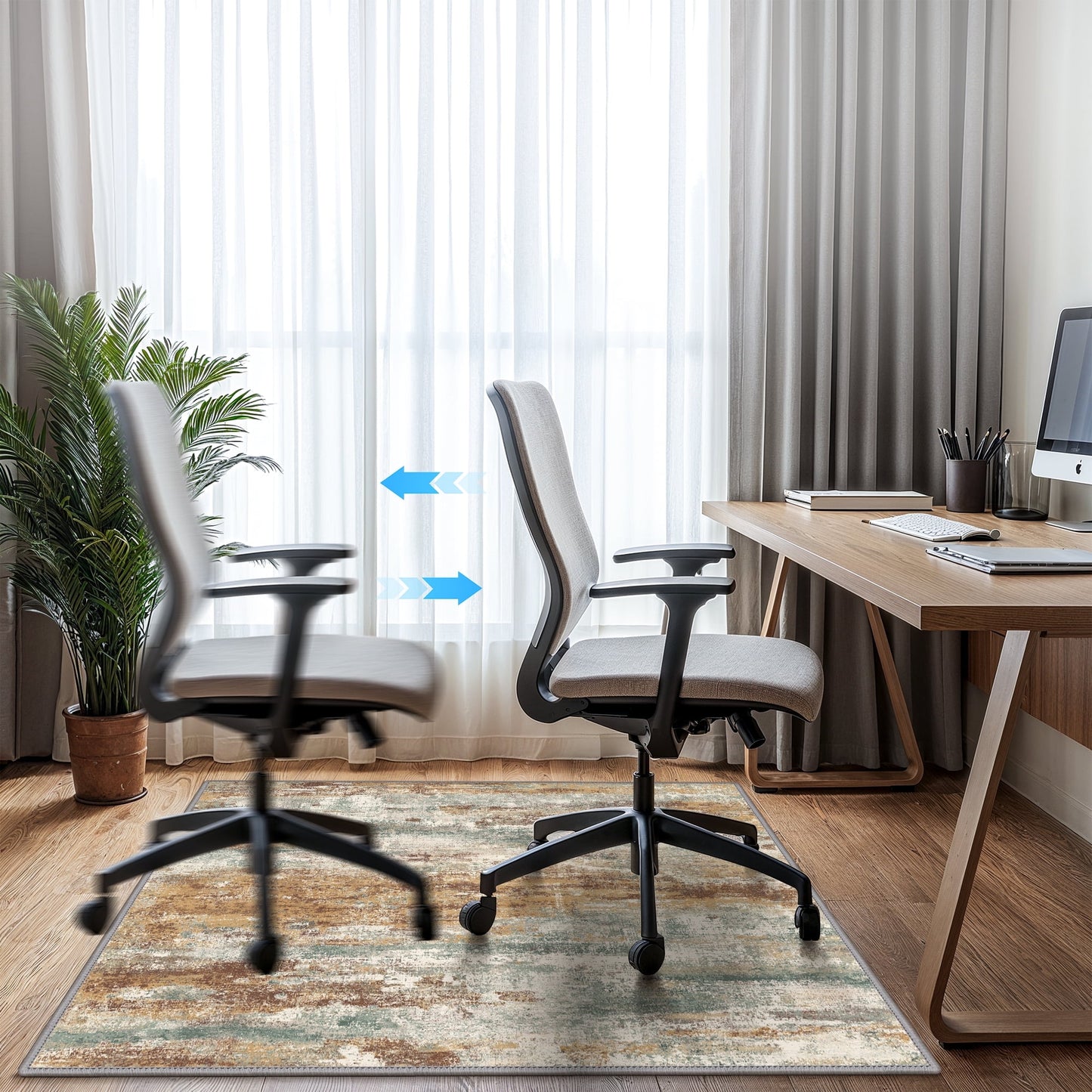 KUETH 48"X 60" Protective Flooring Office Chair Mat for Hardwood Floor and Tile Floor, Heavy Duty Desk Chair Mat for Carpets, Anti Slip Office Floor Mats for Rolling Chairs, Low Pile Under Desk Rug