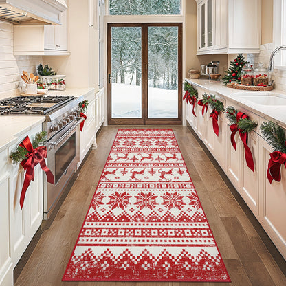 KUETH 2X5 Area Rugs Christmas Rug, Machine Washable Rug, Christmas Area Rugs for Livingroom, Ultra-thin Printed Christmas Rugs Decor, Non Slip Runner Rug, Low Pile for Bedroom
