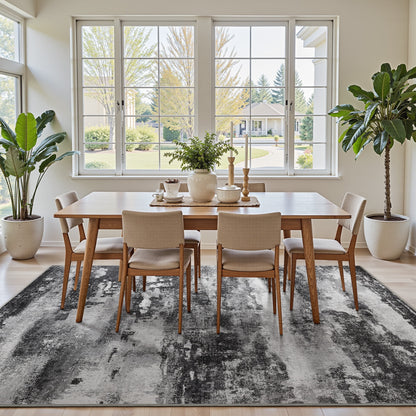 KUETH Modern Abstract Area Rugs 5x7 for Living Room Bedroom Stain Resistant Machine Washable Large Black Rug Soft Throw Rugs, Low-Pile Floor Carpet with Non Slip Backing for Dining Room