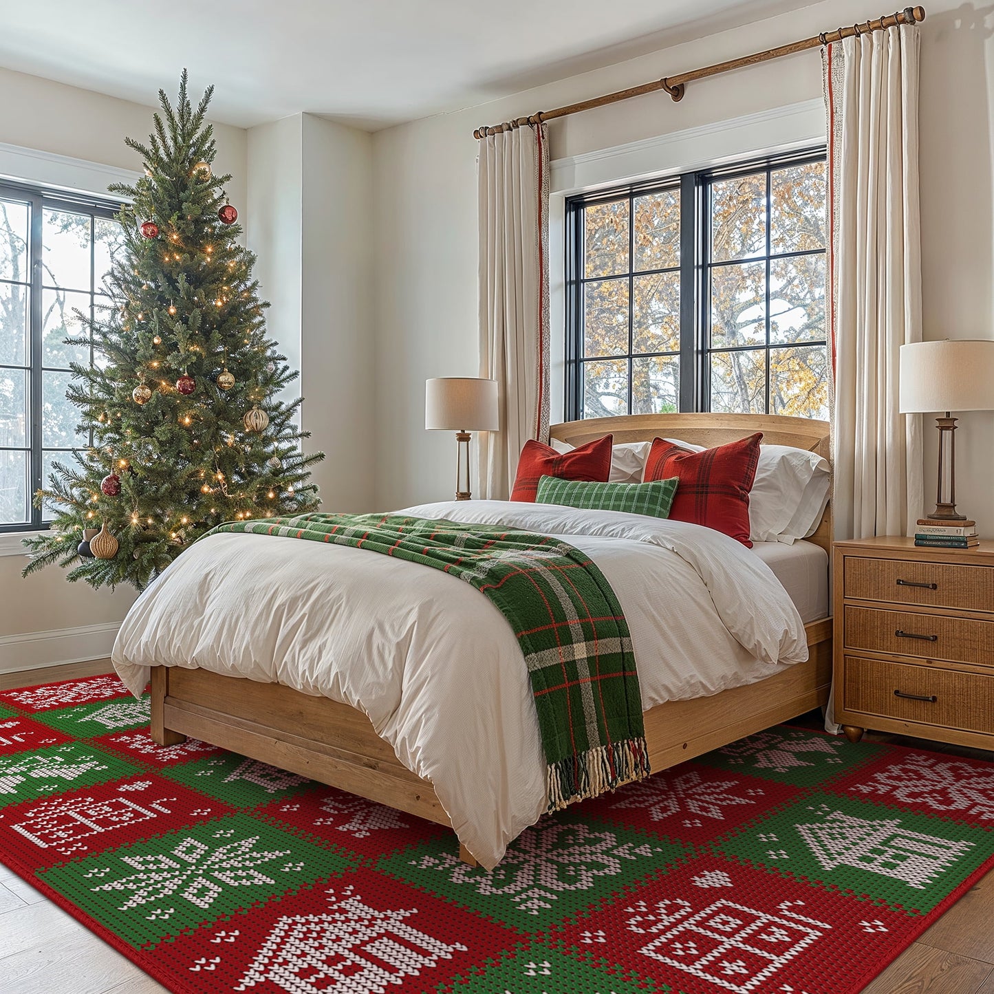 KUETH 8X10 Area Rugs Christmas Rug, Machine Washable Rug, Area Rugs for Livingroom, Printed Christmas Decor,Ultra-thin Non Slip Rug, Low Pile for Bedroom, Kitchen, Dinning room