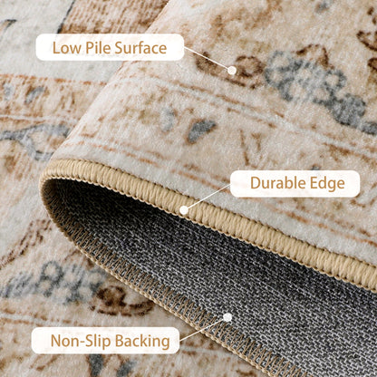 KUETH Modern Area Rug 5x7 Non Slip Hallway Runner Rug, Low Pile Machine Washable Rugs for Entryway, Hallway, Kitchen and Corridor, Orange