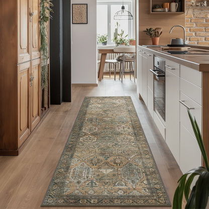KUETH Area Rug 2'x7' Non Slip Hallway Runner Rug, Machine Washable Vintage Low Pile Rugs for Living Room, Entryway, Bedroom, Kitchen and Corridor
