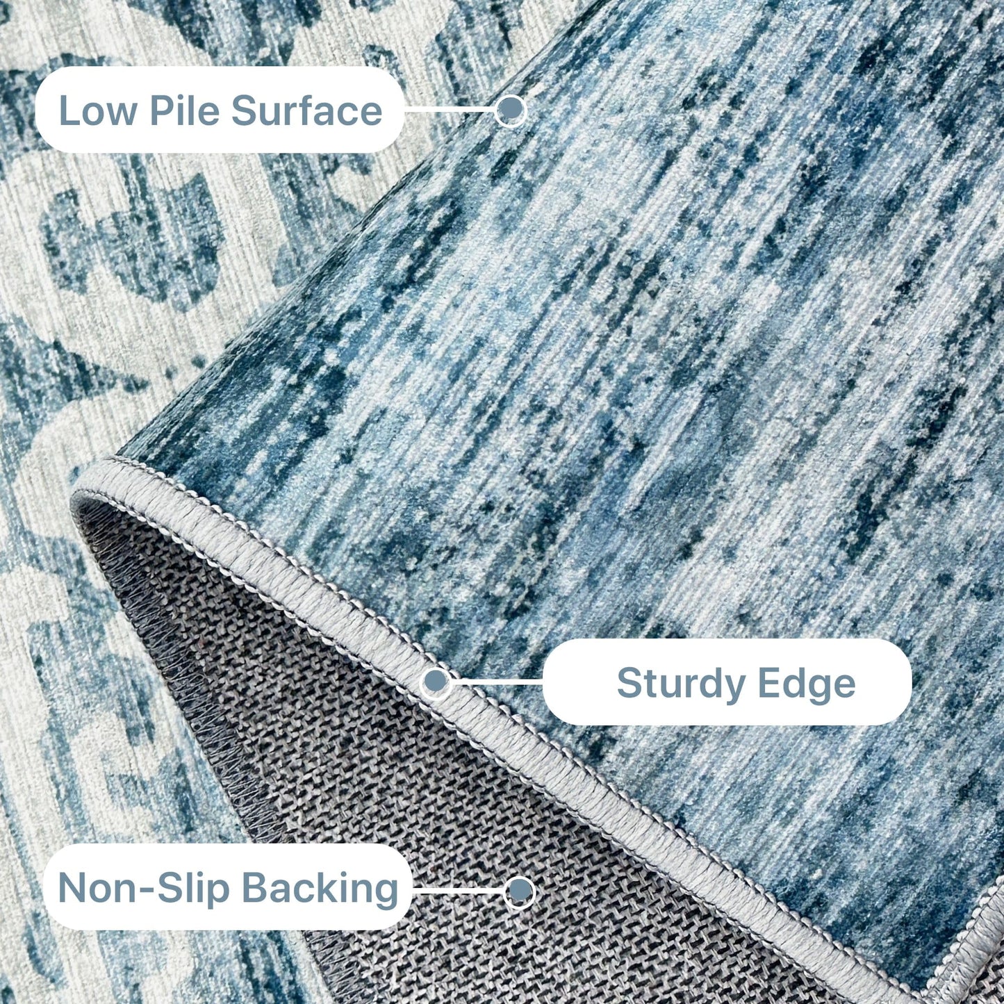KUETH 8x10 Area Rugs for Living Room Bedroom, Machine Washable Stain Resistant Non-Shed Carpet,, Low Pile Mat with Non Slip Backing