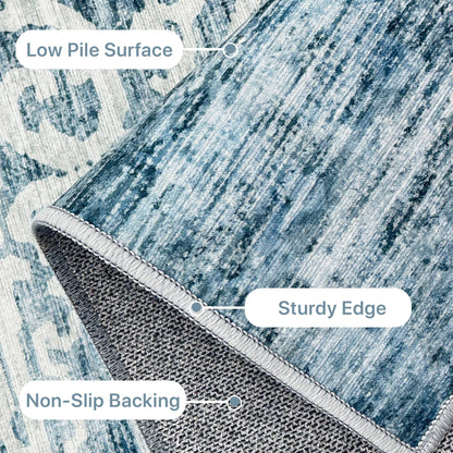 KUETH 8x10 Area Rugs for Living Room Bedroom, Machine Washable Stain Resistant Non-Shed Carpet,, Low Pile Mat with Non Slip Backing