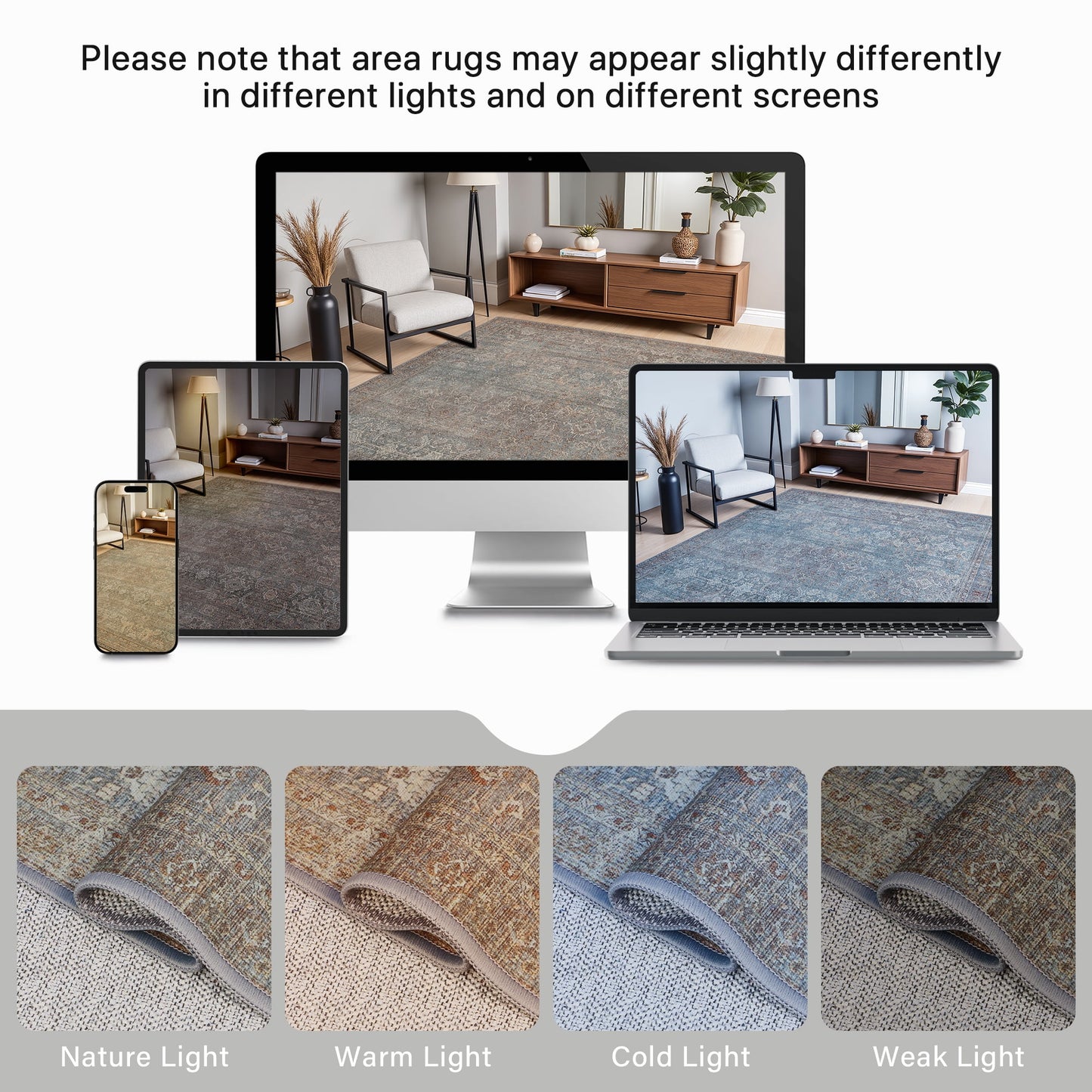 KUETH 8'x10' Area Rugs for Living Room, Non Slip Machine Washable Vintage Indoor Rug, Ultra Thin Chenille Print Rug for Bedroom Dining Room Home Office