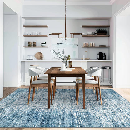 KUETH 8x10 Area Rugs for Living Room Bedroom, Machine Washable Stain Resistant Non-Shed Carpet,, Low Pile Mat with Non Slip Backing