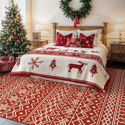 KUETH 3X5 Area Rugs Christmas Rug, Machine Washable Rug, Christmas Area Rugs for Livingroom, Ultra-thin Printed Christmas Rugs Decor, Non Slip Rug, Low Pile Carpet for Bedroom