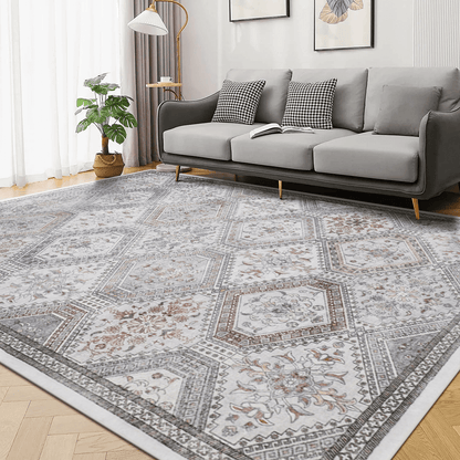 KUETH Area Rugs 3x5 Machine Washable Hallway Runner Rug, Non-Slip Low Pile Soft Rugs for Living Room, Entryway, Bedroom, Kitchen, Gray
