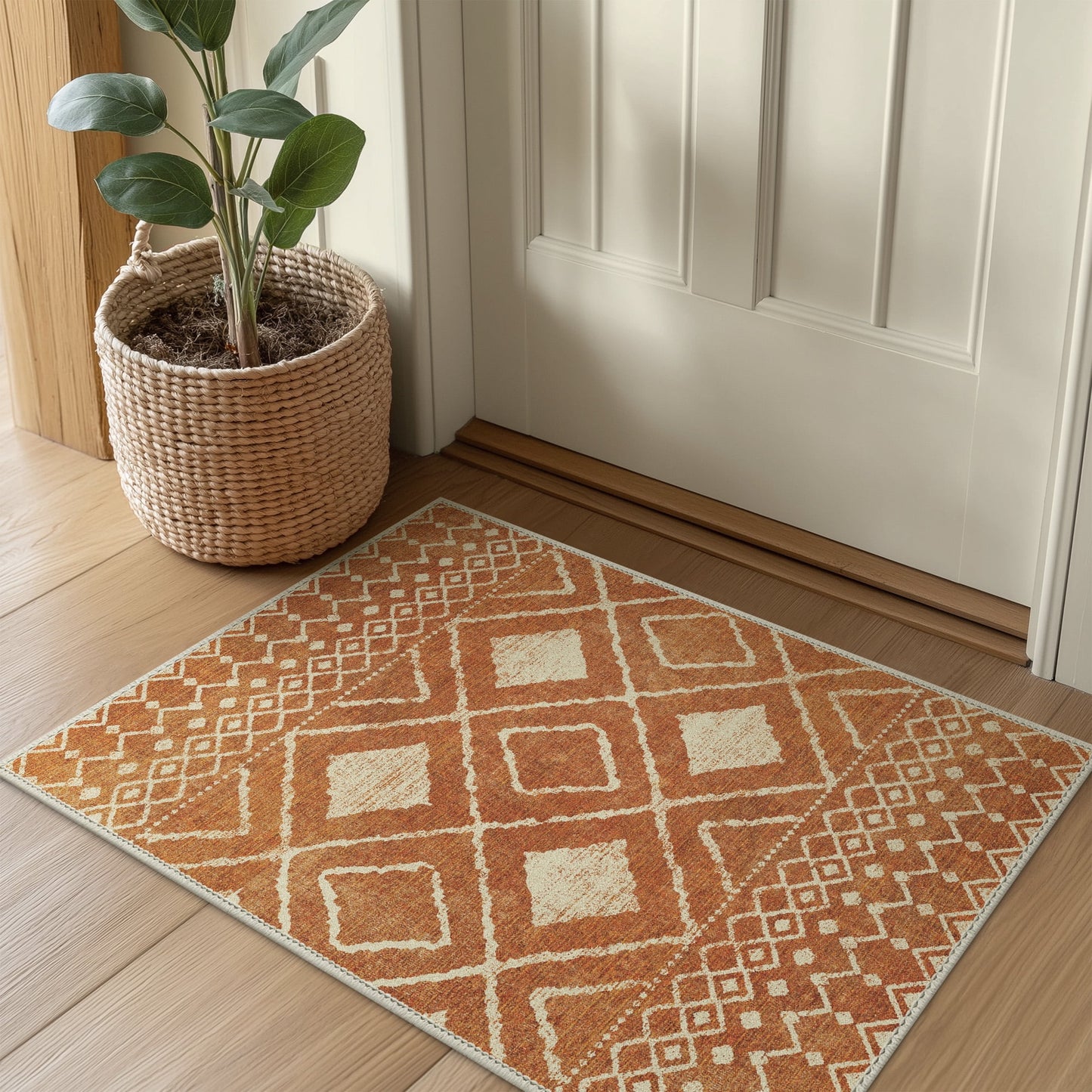 KUETH 2'x3' Area Rugs for Living Room, Non Slip Machine Washable Vintage Indoor Rug, Ultra Thin Chenille Print Rug for Bedroom Dining Room Home Office