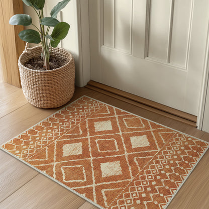KUETH 2'x3' Area Rugs for Living Room, Non Slip Machine Washable Vintage Indoor Rug, Ultra Thin Chenille Print Rug for Bedroom Dining Room Home Office