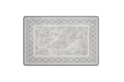 KUETH 2'x3' Area Rugs for Living Room, Non-Slip Washable Vintage Indoor Rugs Suitable for Bedroom, Geometric Print Carpet Chenille Mat Kitchen Bathroom Dining Room (Gray/White)