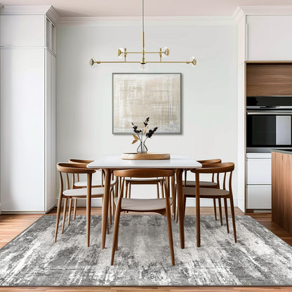 KUETH Area Rugs for Bedroom 8x10 Abstract Machine Washable Vintage Rugs Distressed Modern Print Throw Rug for Living Room Aesthetic, Non Slip Carpet Gray