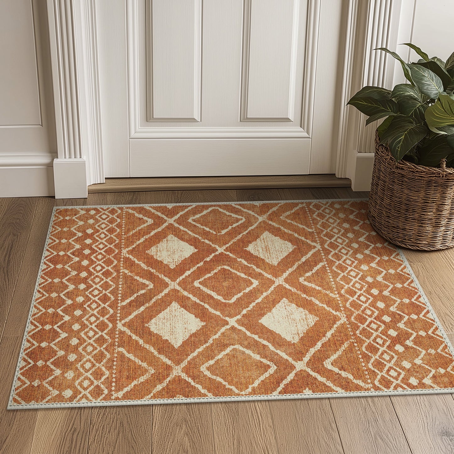 KUETH 2'x3' Area Rugs for Living Room, Non Slip Machine Washable Vintage Indoor Rug, Ultra Thin Chenille Print Rug for Bedroom Dining Room Home Office