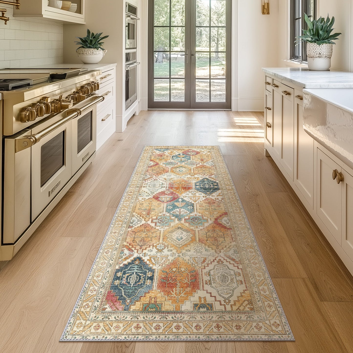 KUETH Area Rugs for Living Room, Large Washable Rug with Non Slip, Ultra Thin Rug for Bedroom,Kitchen,Dorm,Playroom, Clear Vintage Print Area Rugs