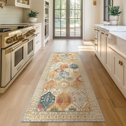 KUETH Area Rugs for Living Room, Large Washable Rug with Non Slip, Ultra Thin Rug for Bedroom,Kitchen,Dorm,Playroom, Clear Vintage Print Area Rugs