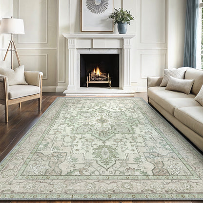 KUETH 8X10 Area Rugs for Living Room, Non Slip Machine Washable Retro Rugs, Ultra-thin Print Rug for Bedroom, Dining Room, Home Office.
