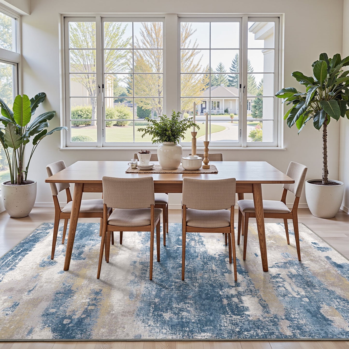 KUETH 3'x5' Area Rugs for Living Room, Non Slip Machine Washable Vintage Indoor Rug, Low Pile Print Rug for Bedroom Dining Room Home Office