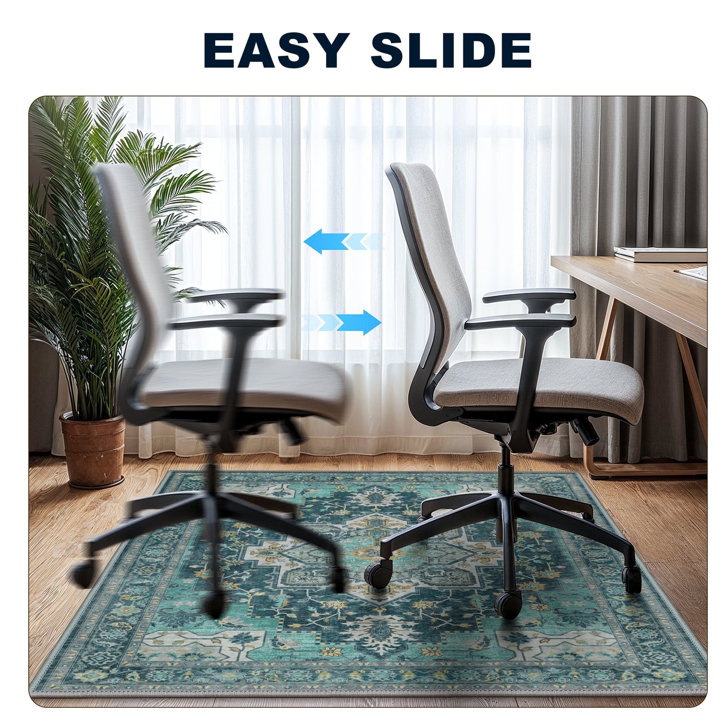 KUETH 36"X 48" Protective Flooring Office Chair Mat for Hardwood Floor and Tile Floor, Heavy Duty Desk Chair Mat for Carpets, Anti Slip Office Floor Mats for Rolling Chairs, Low Pile Under Desk Rug